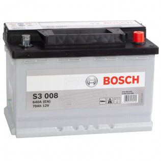 Аккумулятор bosch s3 008 70ah 640a, 0092S30080
