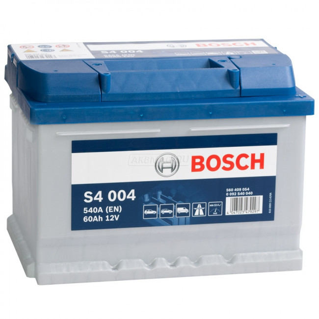 Аккумулятор bosch s4 004 60ah 540a, 0092S40040