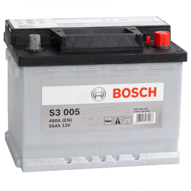 Аккумулятор bosch s3 005 56ah 480a, 0092S30050