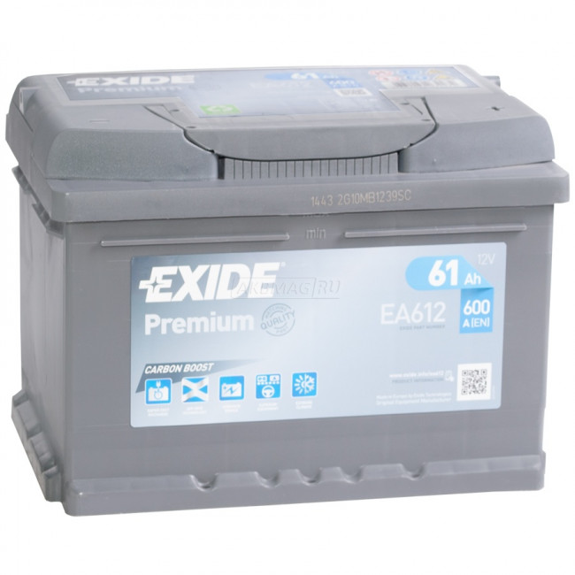 EXIDE Premium EA612 (61R), 600 А, 61 Ач
