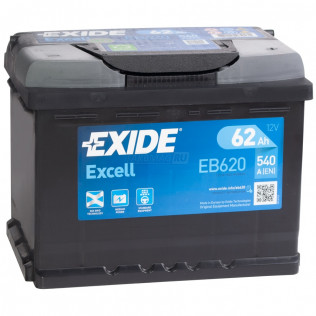EXIDE Excell EB620 (62R), 540 А, 62 Ач
