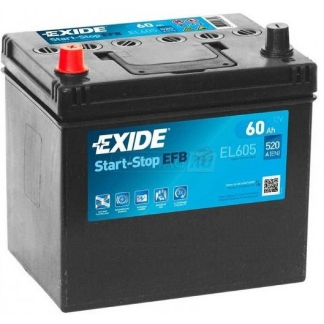 EXIDE Start-Stop EFB EL605 (60L), 520 А, 60 Ач